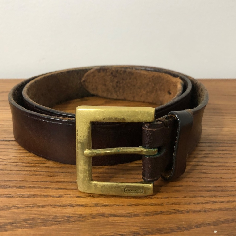 COACH Leather Belt with Brass Buckle - Picture 2 of 10